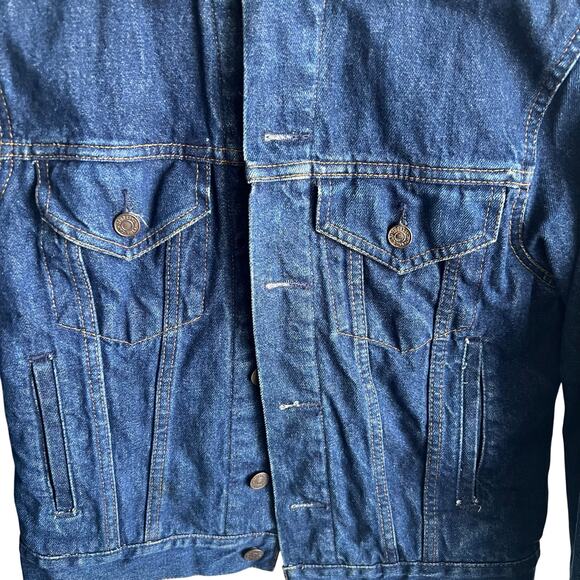 Vintage 80's Gap Pioneer Blue Jean Jacket Red Plaid Inside Size 34 Small 18x23 - Picture 3 of 8